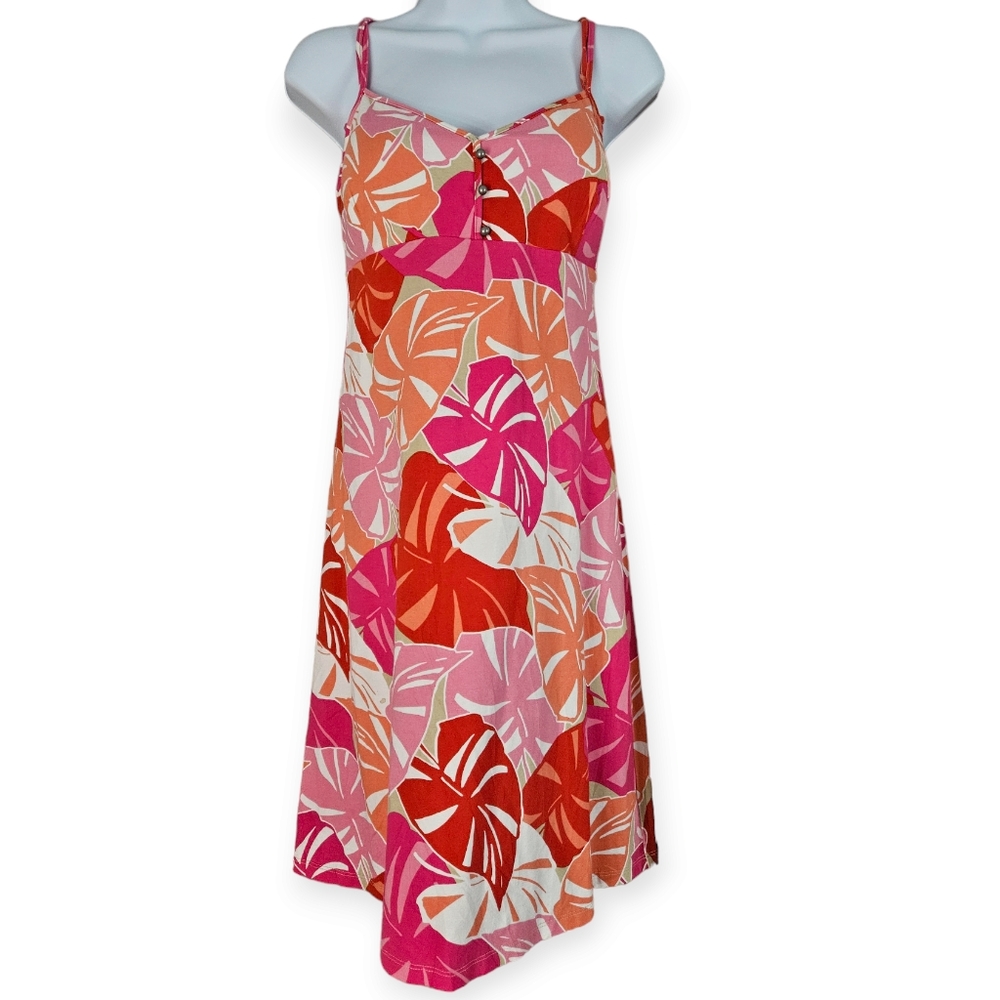 Tommy Bahama pink orange white floral A-line sun dress Womens Medium